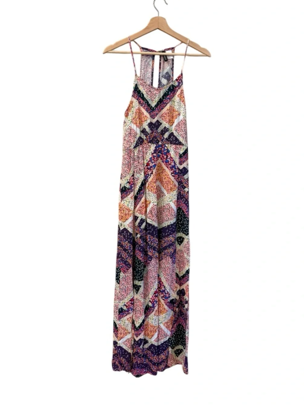 Colorful Sundress Side Slits Floral Slip Maxi Dress- Feminine, Hippie Boho S/M - Picture 2 of 11